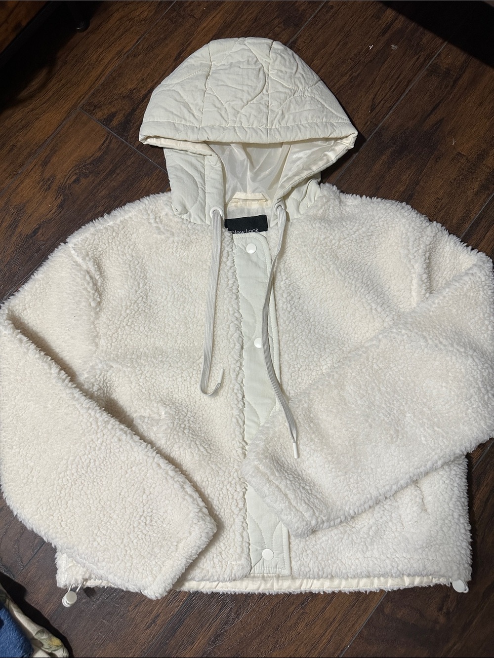Hooded Sherpa Jacket in Cream